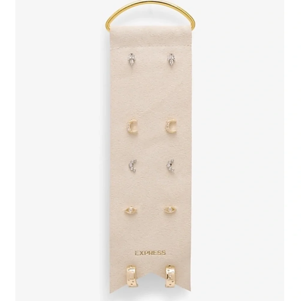 Express 5 Piece Motif Earring Gift Set Silver Gold